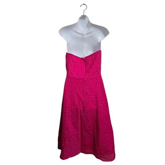 J. Crew Hot Pink Deco Dot Strapless A-Line Mini Dress Sz 10 - Picture 6 of 13
